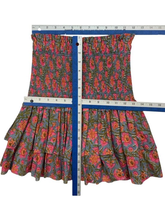 Charina Sarte Botanica Skirt S Blue Pink Floral Ruffle - Picture 4 of 9